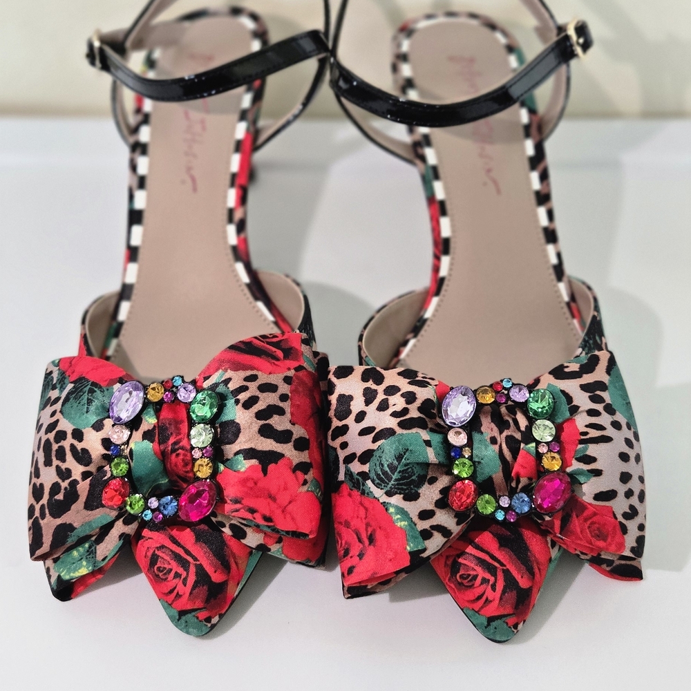 Betsey Johnson Black and Red Floral Heels